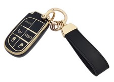 TPU Key Fob Cover Case with Keychain fit for Grand Cherokee Renegade Chrysler...