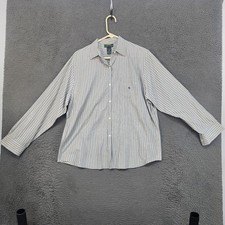 Lauren Ralph Lauren Shirt Mens XL Blue Beige Stripe Button Down Long Sleeve