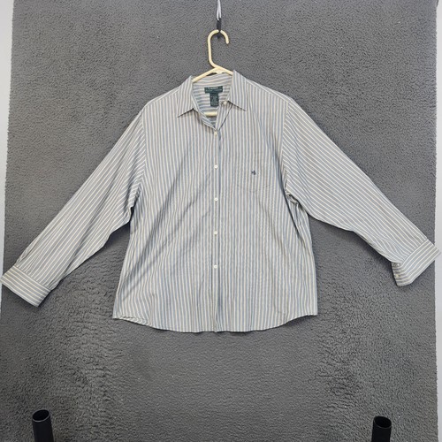 Lauren Ralph Lauren, Lauren Ralph Lauren Shirt Mens XL Blue Beige Stripe Button Down Long Sleeve