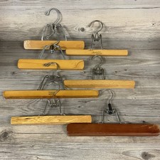 Vintage Wooden Clamp Hangers Pants Skirt Trousers Lot of 7