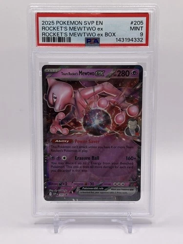 2025 POKEMON SVP EN-SV BLACK STAR PROMO #205 TEAM ROCKET'S MEWTWO EX PSA 9
