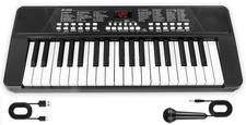 37 Keys Piano Keyboard for Beginners with Mic LED Standard 37-key, Black