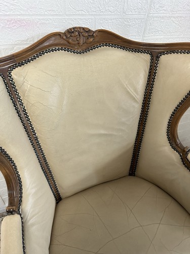Chippendale Stuhl mit Armlehnen Leder Armlehnstuhl Barock-Art Barock Sessel - Bild 3 von 14