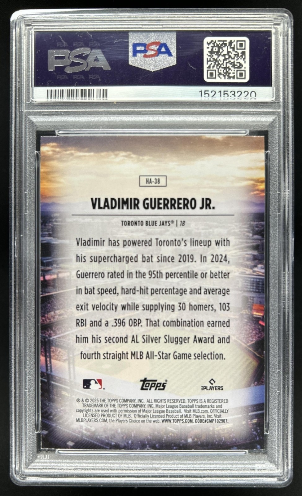 2025 Topps Vladimir Guerrero Jr. Homefield Advantage #HA-38 Blue Jays PSA 8 view 2