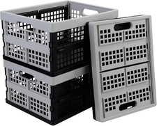 3 Packs Plastic Folding Milk Crate 16 Quart, Collapsible Storage Crates