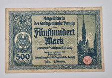 GERMANY DANZIG 500 MARK 1922  BANKNOTE