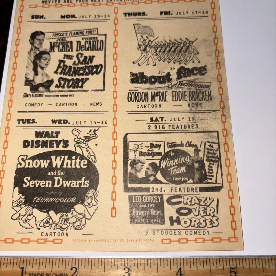VTG Largo FL Drive-In Theatre Program: Snow White and the Seven Dwarfs Disney - Image 3 of 4