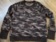Athleta Triumph Crewneck Fleece Camo Sweatshirt w/ Pockets Women  s L Black/Gray