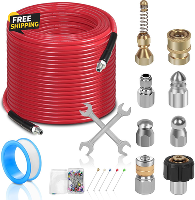 #ad 100FT Sewer Jetter Kit for Pressure Washer 1 4#x27;#x27;NPT Drain Cleaner Hose 5800PSI $53.14
