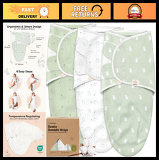 3-Pack Organic Baby Swaddle Sleep Sacks for Newborns 0-3 Months, Soft  Snug Bla