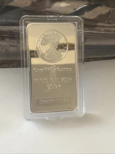 Walking Liberty Highland Mint 1 Troy oz .999 fine silver Waffle Back bar