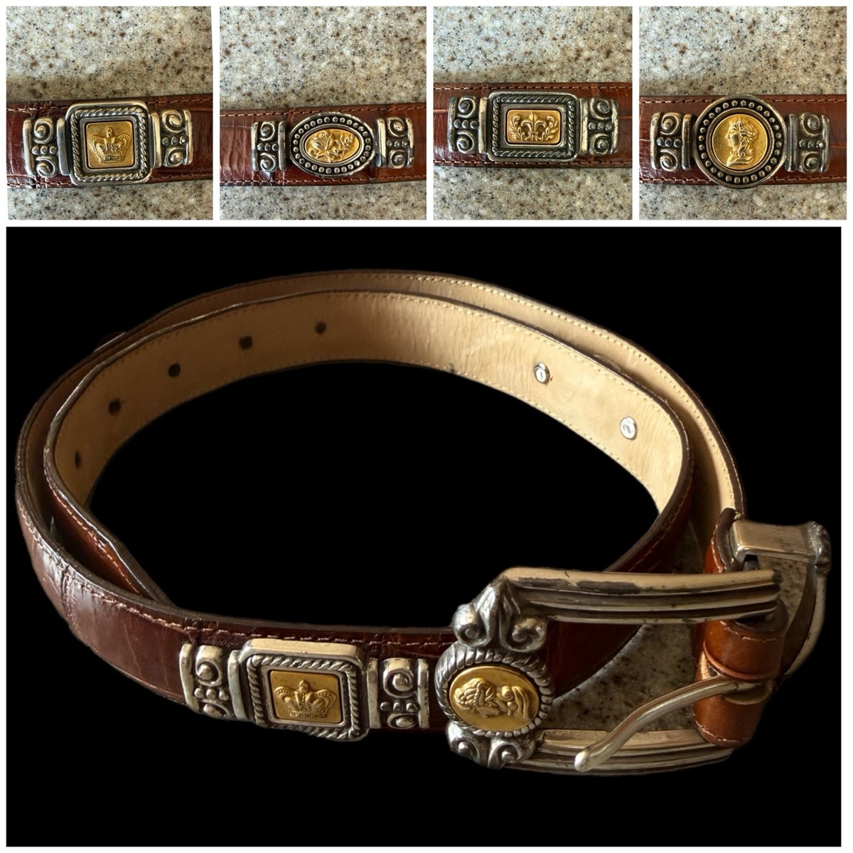 BRIGHTON Y2K Museum Collection Belt Brown Croc Embossed Leather Gold Buckle Brighton Museum Belt - Etsy main image 4