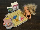 Barbie Happy Family Blue Eyes Baby Krissy Doll Blonde Hair Jointed Crown 9  PCs