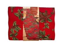 St Nicholas Square Table Runner 13” x54” Holly Berry Polka Dot Red Christmas
