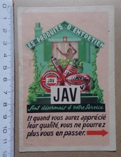 § petite carte publicité produits d'entretien JAV - Hubert Baille