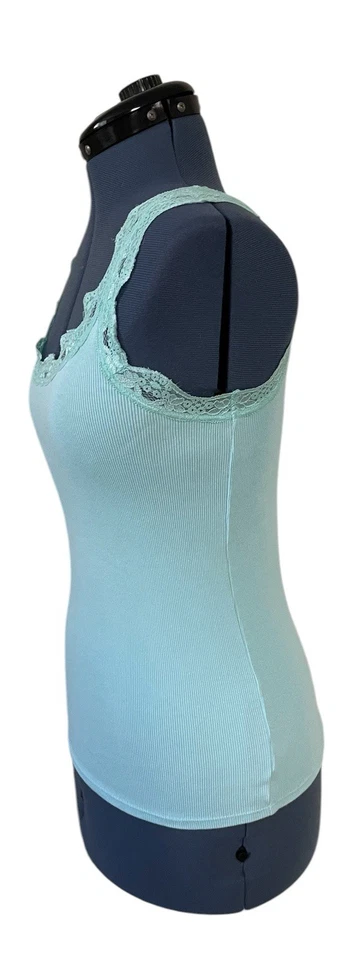 Camiseta sin mangas Babydoll Cami con ribete de encaje azul de colección Fresh Produce para mujer Y2K Coqueta talla S Foto 3 de 4