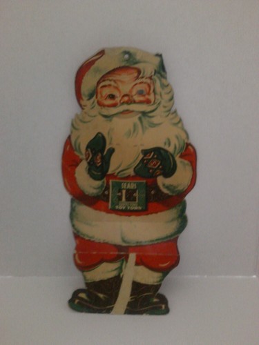 Sears 1948 Happi-Time Toy Town Pull Tab Winking Santa 13"