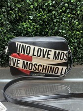 Love Moschino taped logo crossbody bag in black