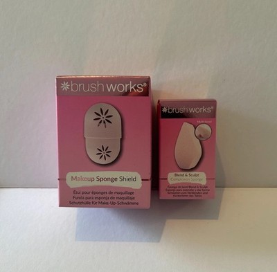 Brushworks Make-up Schwamm & Silikon Schwamm Etui Set Neu Rosa Mischung Skulptur