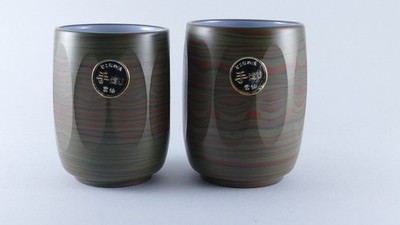 Tokoname-yaki Kenji Nerikomi Yunomi Set 2x handgefertigte marmorierte Teetasse