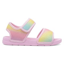 Girls Sandals Pink Kids Flat Easy Fasten Lightweight Glitter Strappy SIZE
