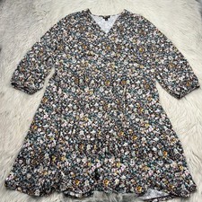 Torrid Womens 1X Multi-Color Floral Jersey Surplice Tiered Dress Cottagecore Fem