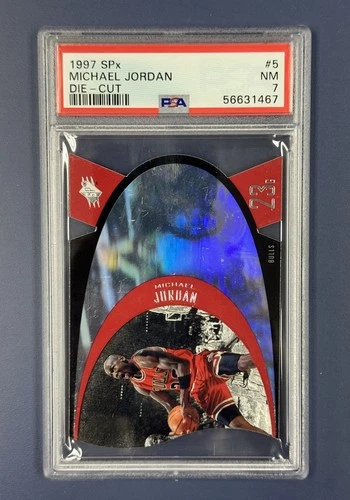 1997 SPX UD MICHAEL JORDAN #SPX5 PSA 7 SALB NM DIE CUT HOLO AWESOME CARD BULLS