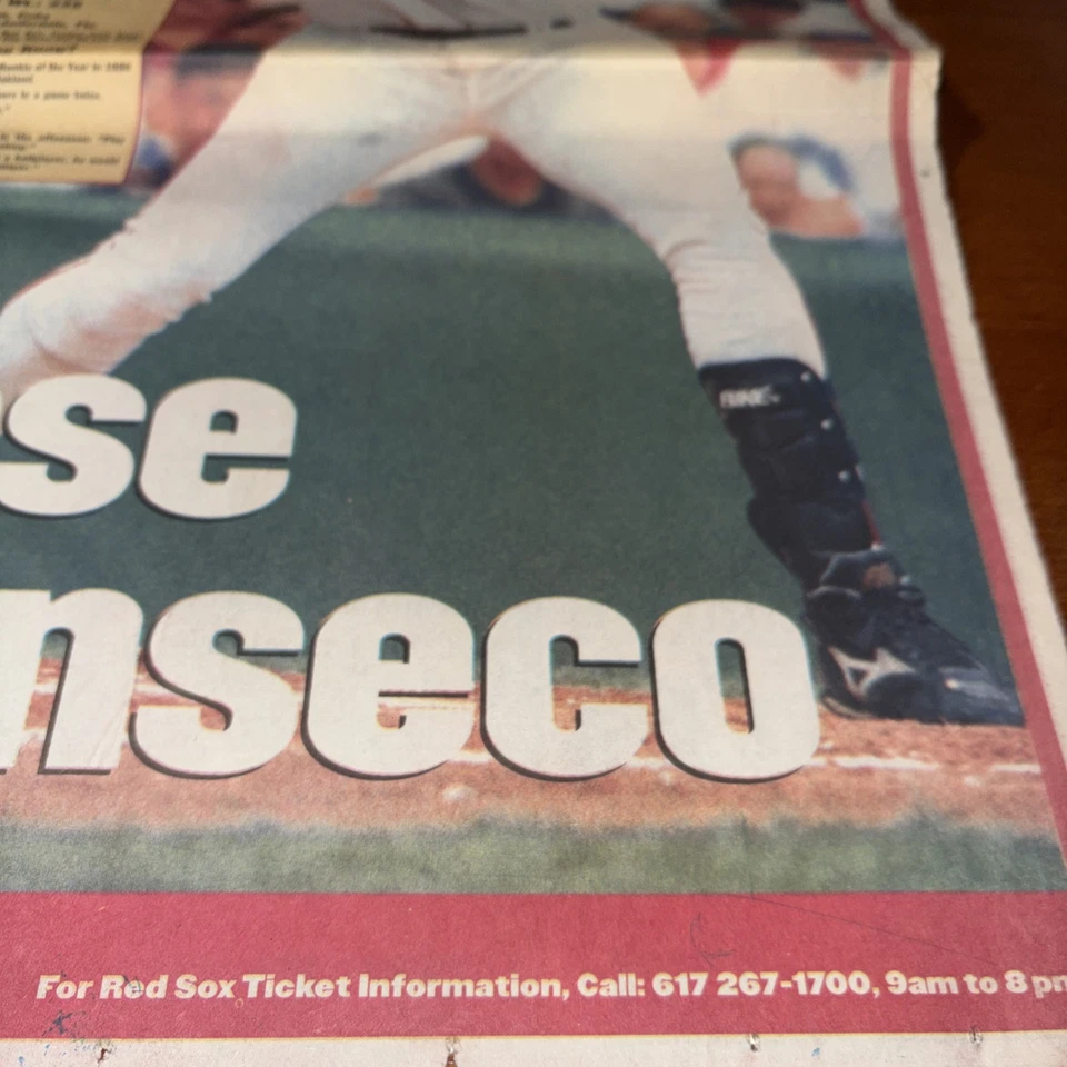 1995 VTG Boston Globe Red Sox Profile Poster Insert: Jose Canseco - Image 3 of 4