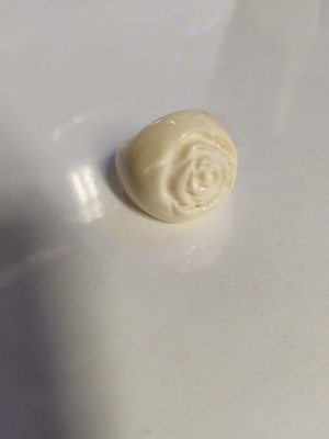 Auth ANNA SUI - White Flower Rose Style Ring  7.5 Rare Nice