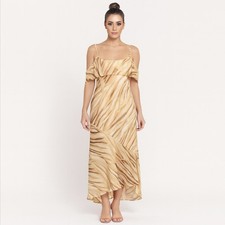 Forever 21+ Cream Beige Vacation Boho Fairy Party Cold Shoulder Maxi Dress Sz 1X