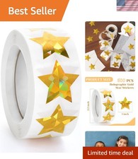500 PCS Holographic Gold Star Stickers, 1 inch Self Adhesive Metallic Glitter...