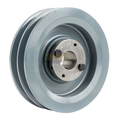 Cast Iron 6.25'' Dual Groove Pulley Belt B Section 5L with 1-1/8'' Sheave Bushing