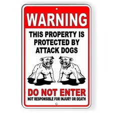 Dog Will Bite Beware Of Dog Metal Sign 8" x 12" Security Attack Keep Out Warning