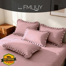 FMLIUY Pink Ruffle Pillow Cases Standard 20x26" Set of 2