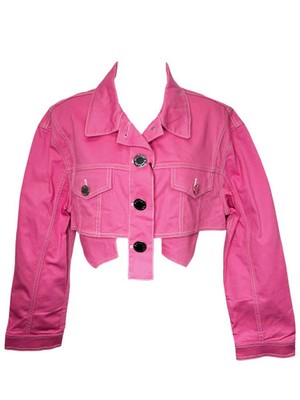 Balmain Pink Denim Cropped Jacket NWT size 40