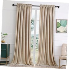 Velvet Curtains 84 inch for Living 52"W x 84"L Pack of 2 Beige/Champagne