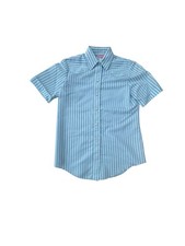 Vintage H Bar C Womens Western Pearl Snap Shirt Blue Stripe Dolly Sz 8/32 USA