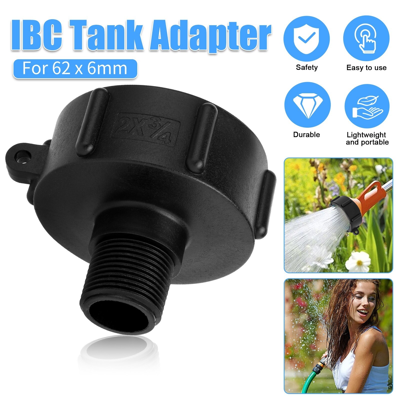 2 Inch Coarse Thread IBC Tote Tank Water Adapter for Garden Hose