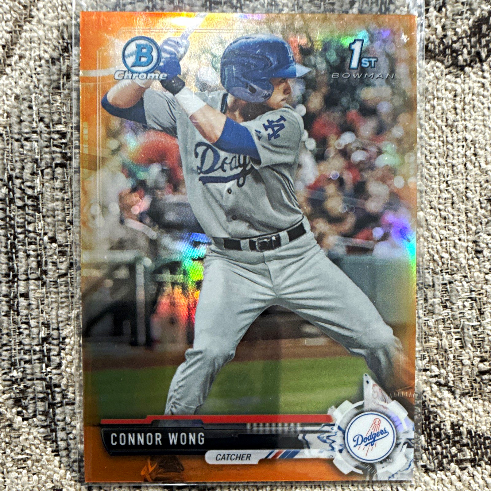 Topps 2017 Bowman Draft Chrome Connor Wong RC Orange Refractor /25 #BDC-180