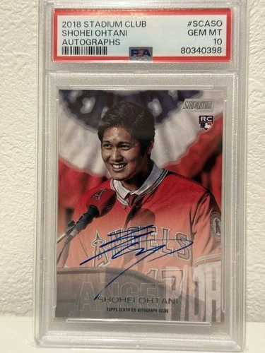 2018 Topps Stadium Club Shohei Ohtani RC Rookie ON CARD AUTO PSA 10