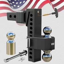 Adjustable Trailer Hitch Fits 2” Receiver, 6"/ 8" /10" Drop Hitch Tow Tri-Ball