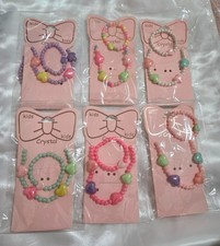 6 Sets Bracelet Necklaces Set for Girls Kids Pearl Beads Hearts