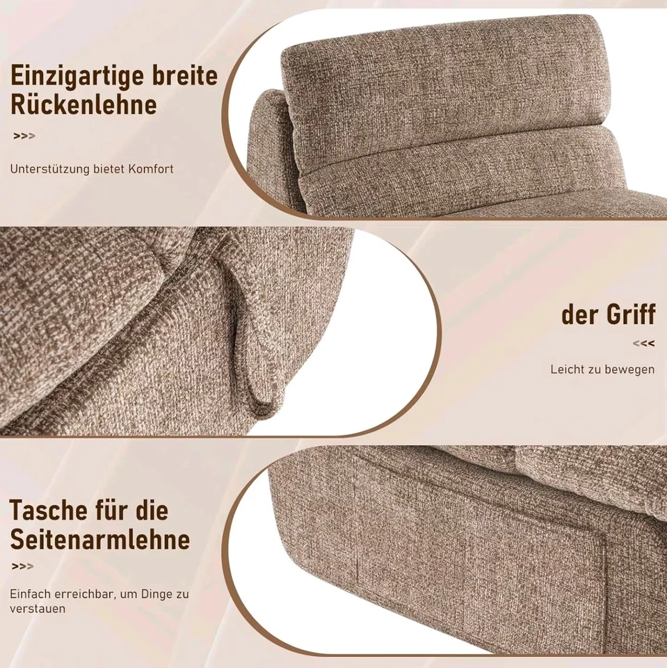 OVP - XXL Sitzsack Taupe Chenille, Hochdichter Kompressionsschaum - Bild 4 von 4