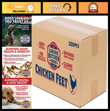 All-Natural Dehydrated Chicken Feet Dog Treats - 200 Pack, USA Made Chews