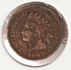 US Rare Old West 1907 Indian Head Penny Coin American Collection Shield Cent USA