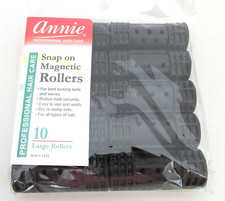Snap-On Magnetic Hair Rollers, Large 7/8" - No Pins, 10 Count, Black