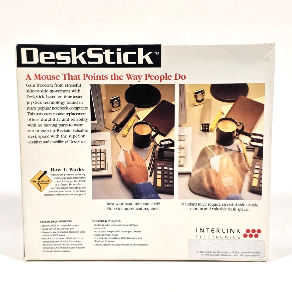 VINTAGE INTERLINK DESKSTICK MOUSE THINKPAD NUB JOYSTICK 1995 IN BOX RARE 90's - Image 2 of 4