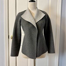 Talbots 90 Wool Soft Two Tone Open Front Grey Jacket/Cardigan, XS/P