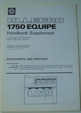Austin Allegro 1750 Equipe original Handbook Supplement 1979
