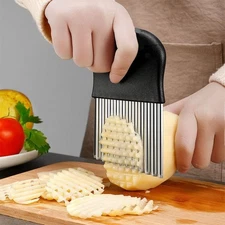 Large Crinkle Cutter - French Fry Slicer Potato Knife Fruit Vegetable Wavy